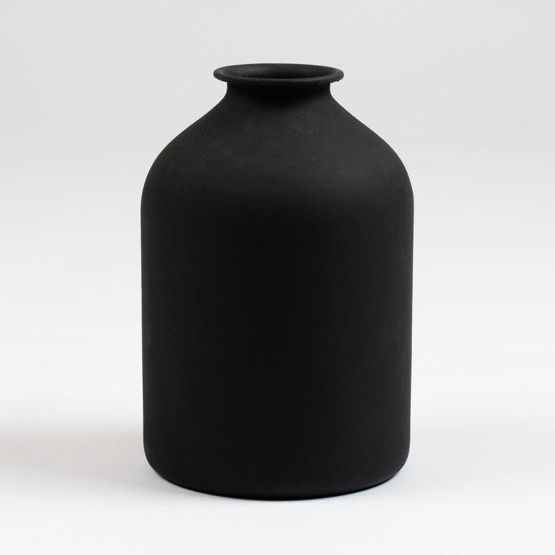 Matt Black Metal Vase 23.5cm